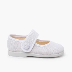 Zapatos Comunión<Pisamonas Merceditas Lino Adorno Boton