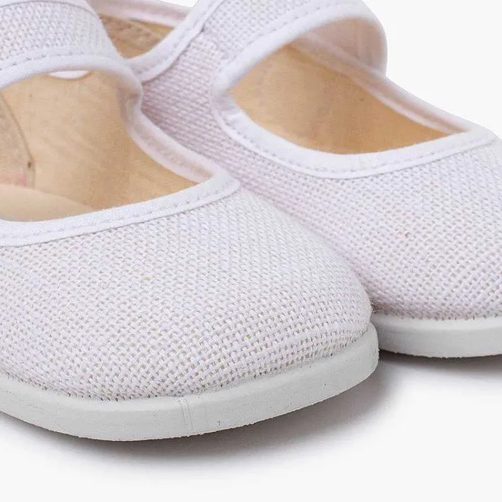 Zapatos Comunión<Pisamonas Merceditas Lino Adorno Boton