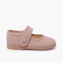 Zapatos Comunión<Pisamonas Merceditas Lino Adorno Boton