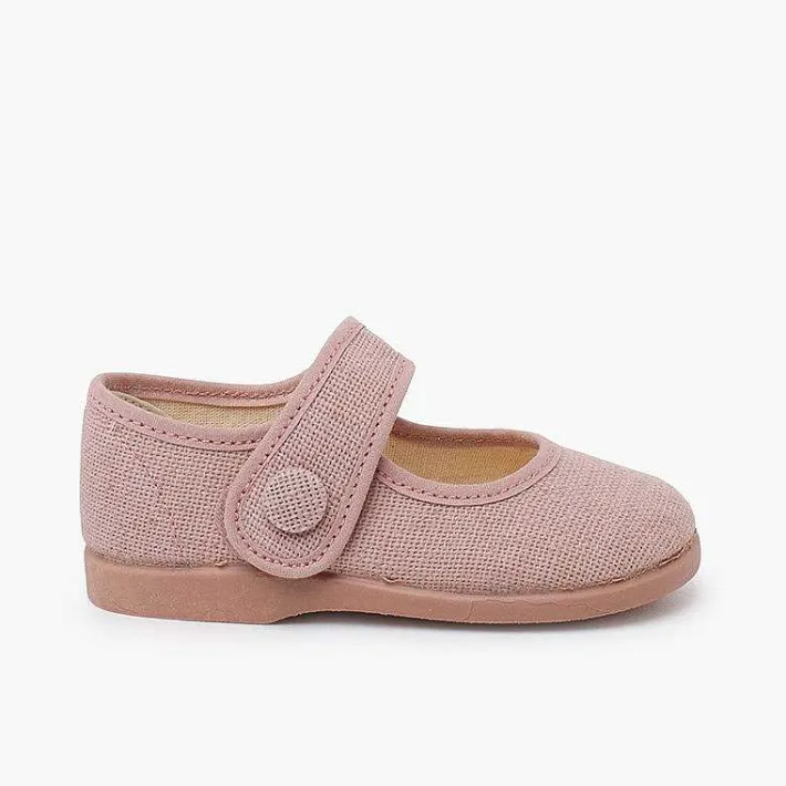 Zapatos Comunión<Pisamonas Merceditas Lino Adorno Boton