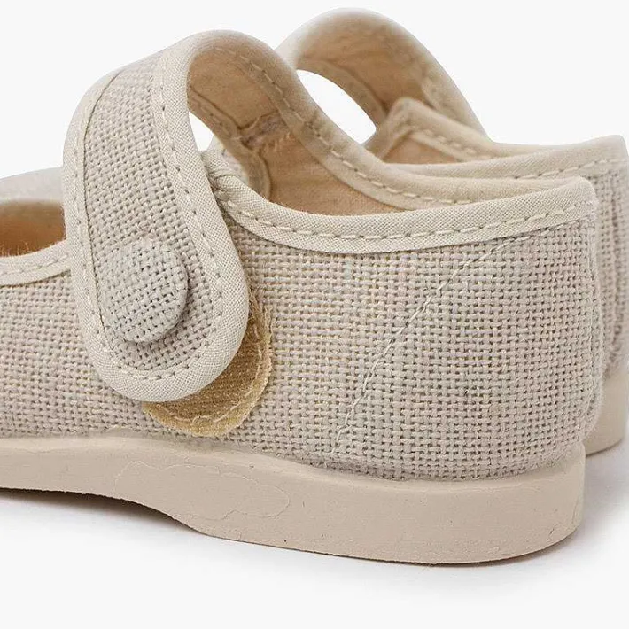 Zapatos Comunión<Pisamonas Merceditas Lino Adorno Boton