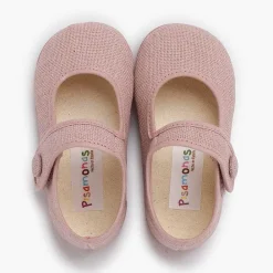 Zapatos Comunión<Pisamonas Merceditas Lino Adorno Boton