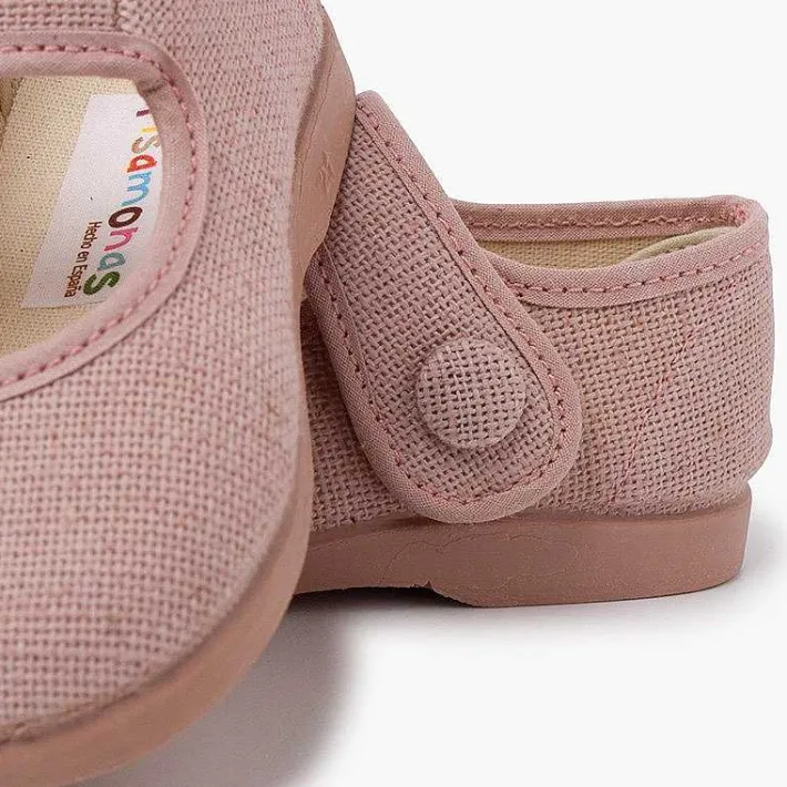 Zapatos Comunión<Pisamonas Merceditas Lino Adorno Boton