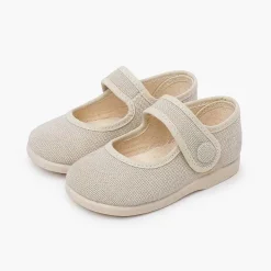 Zapatos Comunión<Pisamonas Merceditas Lino Adorno Boton