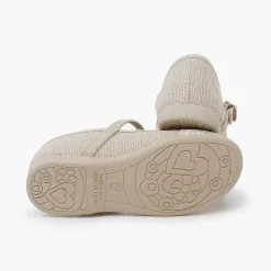 Zapatos Comunión<Pisamonas Merceditas Lino Ceremonia Puntilla Color Beige