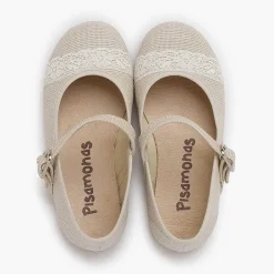 Zapatos Comunión<Pisamonas Merceditas Lino Ceremonia Puntilla Color Beige