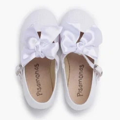Zapatos Comunión<Pisamonas Merceditas Lino Ceremonia Lazo Raso