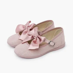 Zapatos Comunión<Pisamonas Merceditas Lino Ceremonia Lazo Raso
