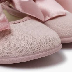 Zapatos Comunión<Pisamonas Merceditas Lino Ceremonia Lazo Raso