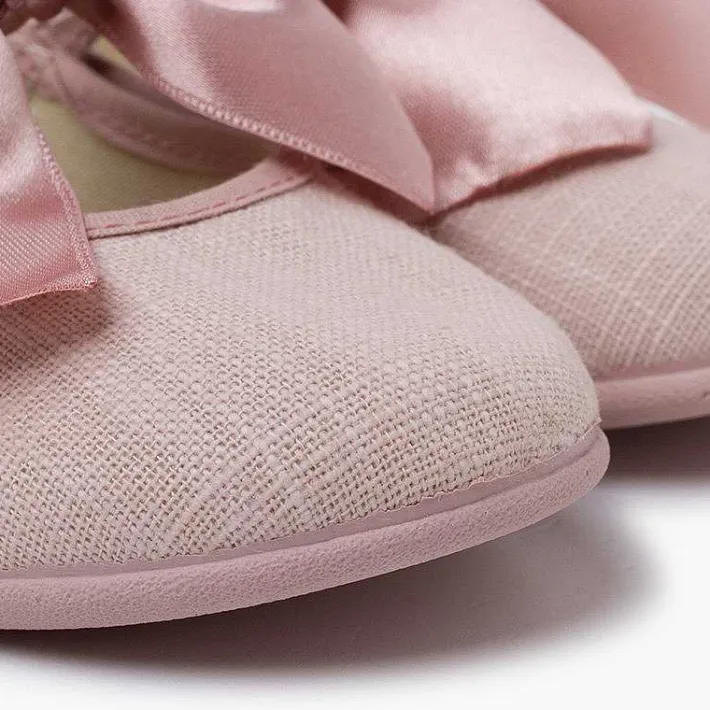 Zapatos Comunión<Pisamonas Merceditas Lino Ceremonia Lazo Raso