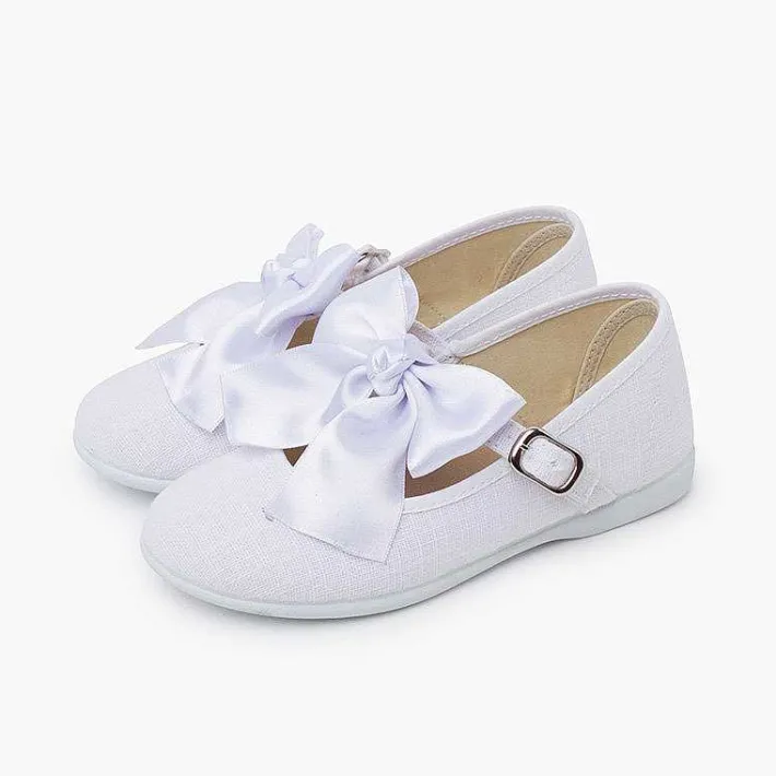 Zapatos Comunión<Pisamonas Merceditas Lino Ceremonia Lazo Raso