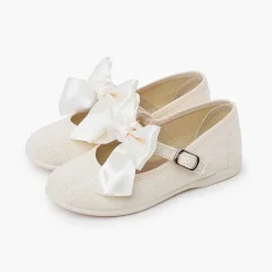 Zapatos Comunión<Pisamonas Merceditas Lino Ceremonia Lazo Raso