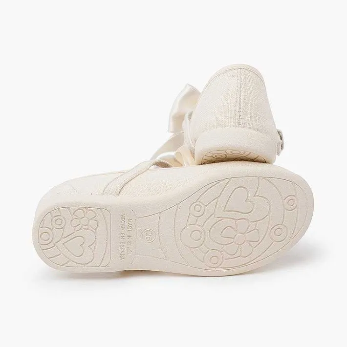 Zapatos Comunión<Pisamonas Merceditas Lino Ceremonia Lazo Raso