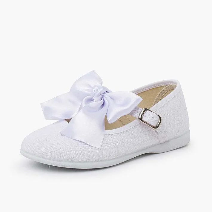 Zapatos Comunión<Pisamonas Merceditas Lino Ceremonia Lazo Raso