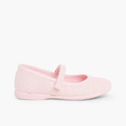 Zapatos Comunión<Pisamonas Merceditas Niña De Lino Tira Adherente Fino