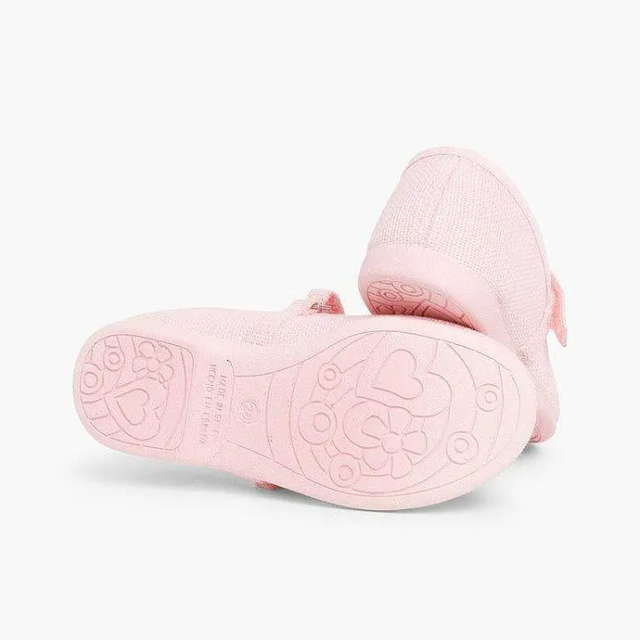 Zapatos Comunión<Pisamonas Merceditas Niña De Lino Tira Adherente Fino