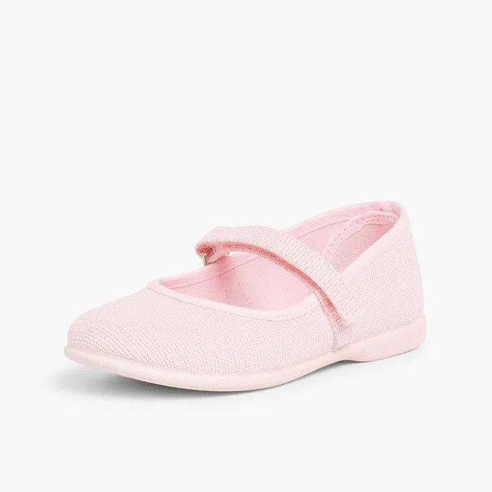 Zapatos Comunión<Pisamonas Merceditas Niña De Lino Tira Adherente Fino