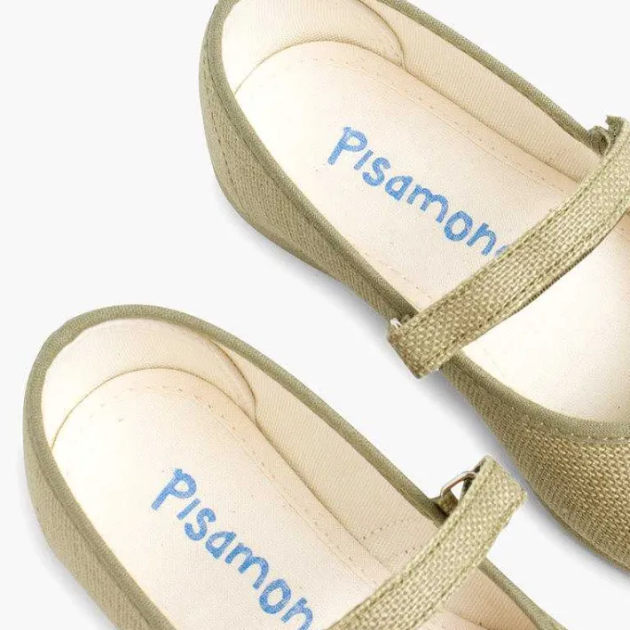 Zapatos Comunión<Pisamonas Merceditas Niña De Lino Tira Adherente Fino
