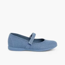 Zapatos Comunión<Pisamonas Merceditas Niña De Lino Tira Adherente Fino