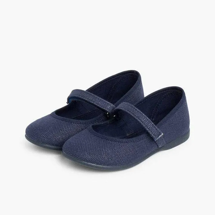 Zapatos Comunión<Pisamonas Merceditas Niña De Lino Tira Adherente Fino