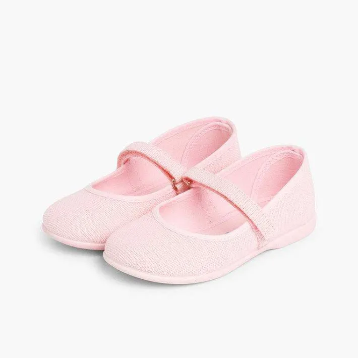 Zapatos Comunión<Pisamonas Merceditas Niña De Lino Tira Adherente Fino