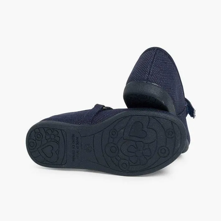 Zapatos Comunión<Pisamonas Merceditas Niña De Lino Tira Adherente Fino