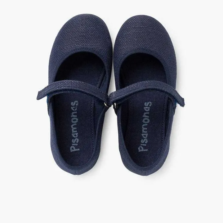 Zapatos Comunión<Pisamonas Merceditas Niña De Lino Tira Adherente Fino