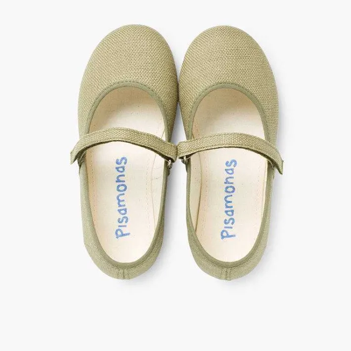 Zapatos Comunión<Pisamonas Merceditas Niña De Lino Tira Adherente Fino
