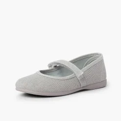 Zapatos Comunión<Pisamonas Merceditas Niña De Lino Tira Adherente Fino