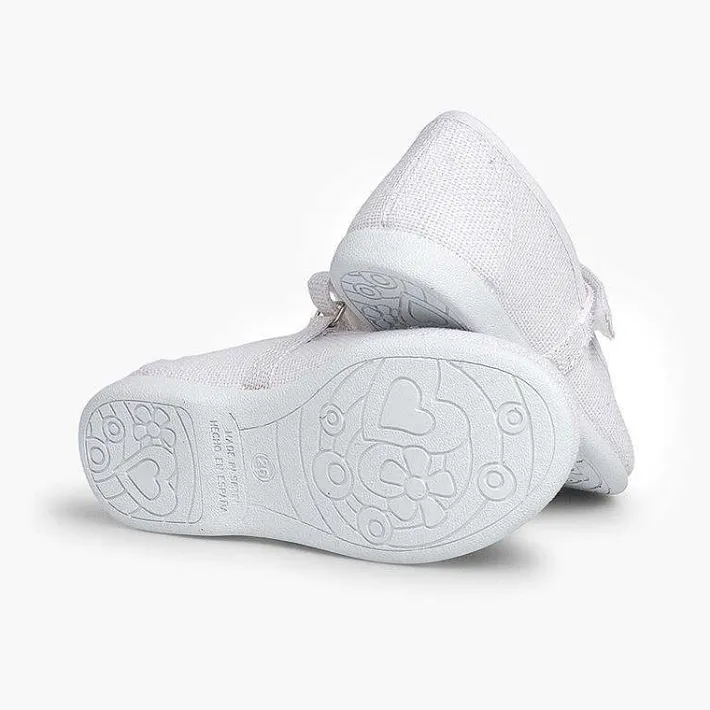 Zapatos Comunión<Pisamonas Merceditas Niña De Lino Tira Adherente Fino