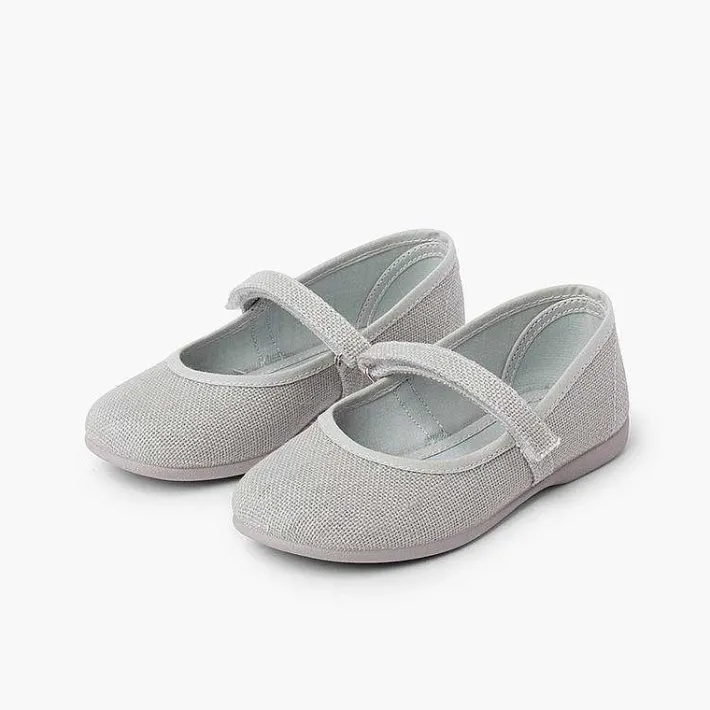 Zapatos Comunión<Pisamonas Merceditas Niña De Lino Tira Adherente Fino