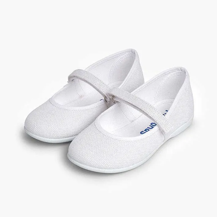 Zapatos Comunión<Pisamonas Merceditas Niña De Lino Tira Adherente Fino