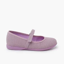 Zapatos Comunión<Pisamonas Merceditas Niña De Lino Tira Adherente Fino