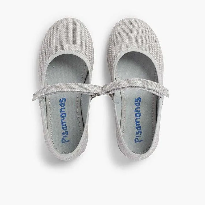 Zapatos Comunión<Pisamonas Merceditas Niña De Lino Tira Adherente Fino