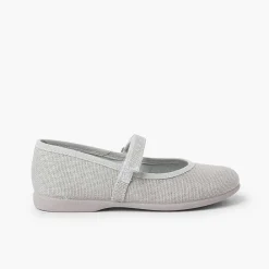 Zapatos Comunión<Pisamonas Merceditas Niña De Lino Tira Adherente Fino