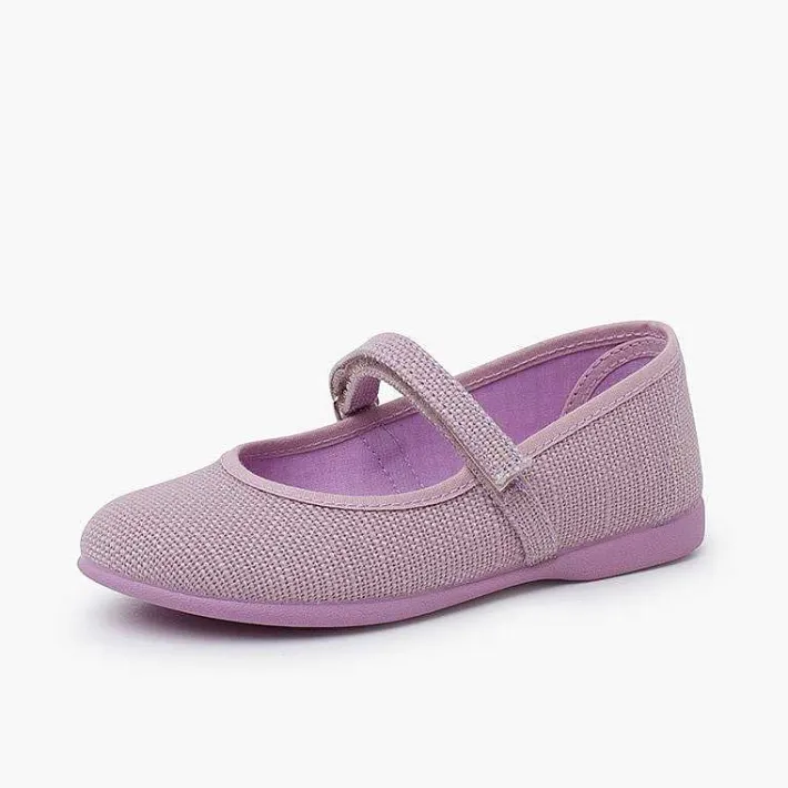 Zapatos Comunión<Pisamonas Merceditas Niña De Lino Tira Adherente Fino
