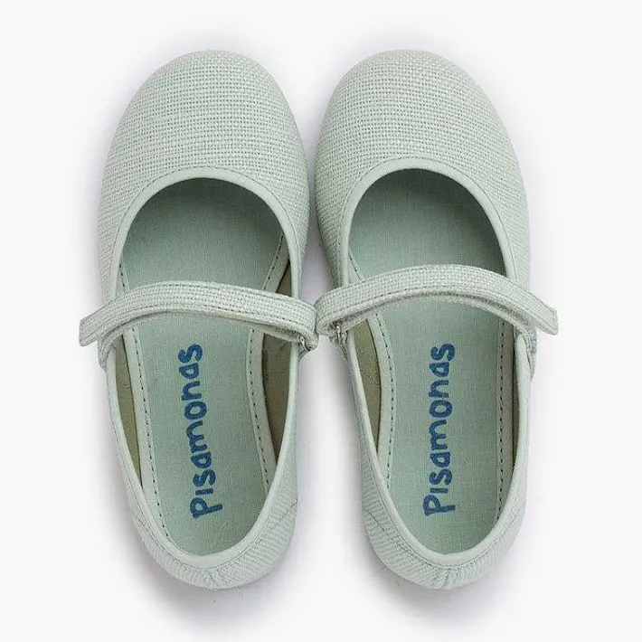 Zapatos Comunión<Pisamonas Merceditas Niña De Lino Tira Adherente Fino
