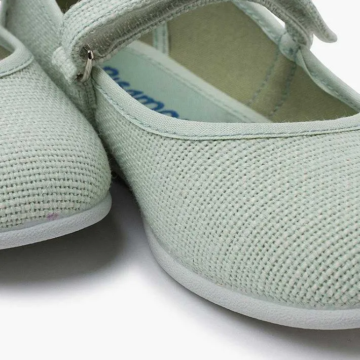 Zapatos Comunión<Pisamonas Merceditas Niña De Lino Tira Adherente Fino