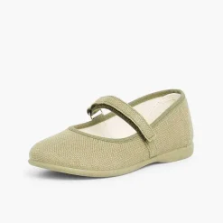 Zapatos Comunión<Pisamonas Merceditas Niña De Lino Tira Adherente Fino