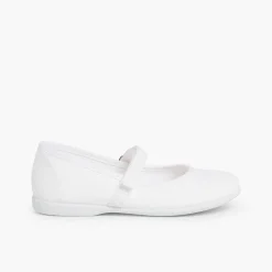 Zapatos Comunión<Pisamonas Merceditas Niña Tela Tira Adherente Fina