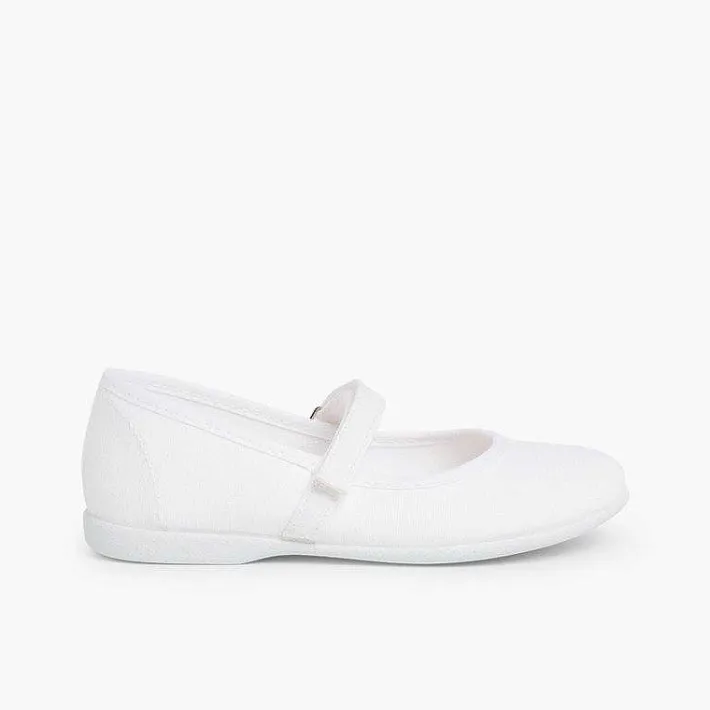 Zapatos Comunión<Pisamonas Merceditas Niña Tela Tira Adherente Fina