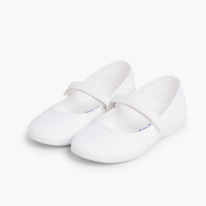 Zapatos Comunión<Pisamonas Merceditas Niña Tela Tira Adherente Fina