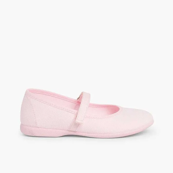 Zapatos Comunión<Pisamonas Merceditas Niña Tela Tira Adherente Fina