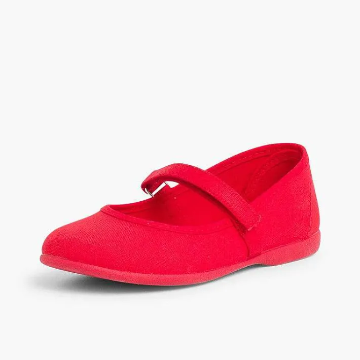 Zapatos Comunión<Pisamonas Merceditas Niña Tela Tira Adherente Fina