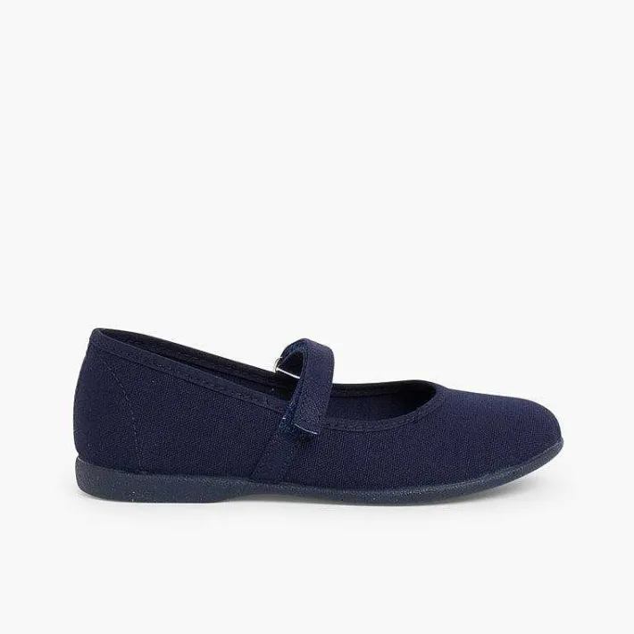 Zapatos Comunión<Pisamonas Merceditas Niña Tela Tira Adherente Fina