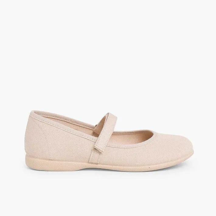Zapatos Comunión<Pisamonas Merceditas Niña Tela Tira Adherente Fina