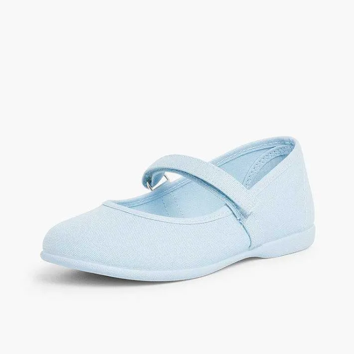 Zapatos Comunión<Pisamonas Merceditas Niña Tela Tira Adherente Fina