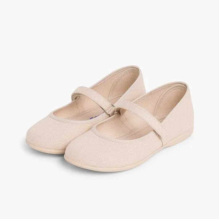 Zapatos Comunión<Pisamonas Merceditas Niña Tela Tira Adherente Fina