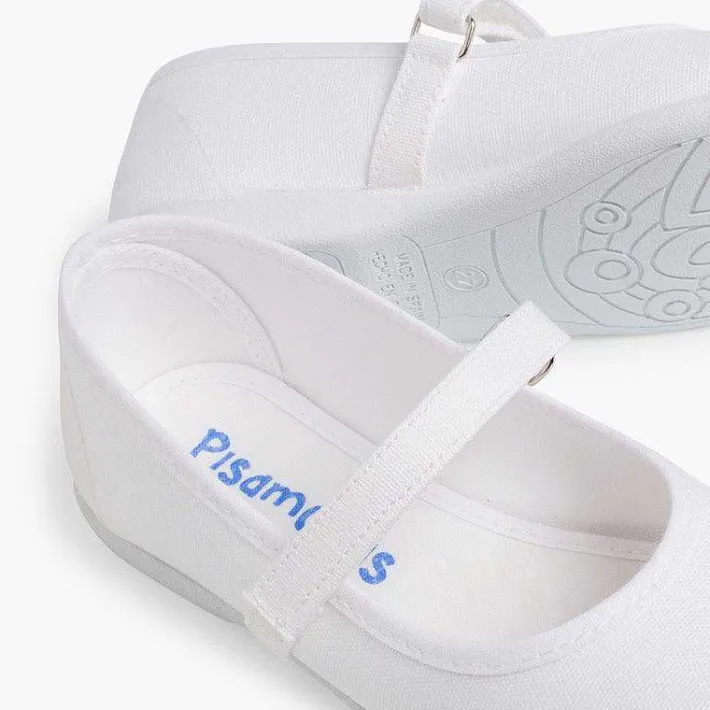 Zapatos Comunión<Pisamonas Merceditas Niña Tela Tira Adherente Fina