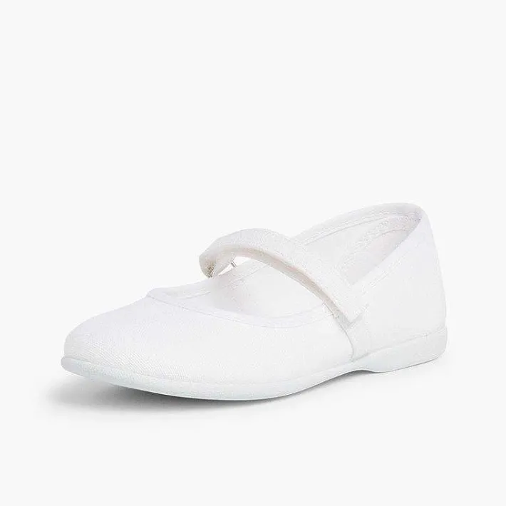 Zapatos Comunión<Pisamonas Merceditas Niña Tela Tira Adherente Fina